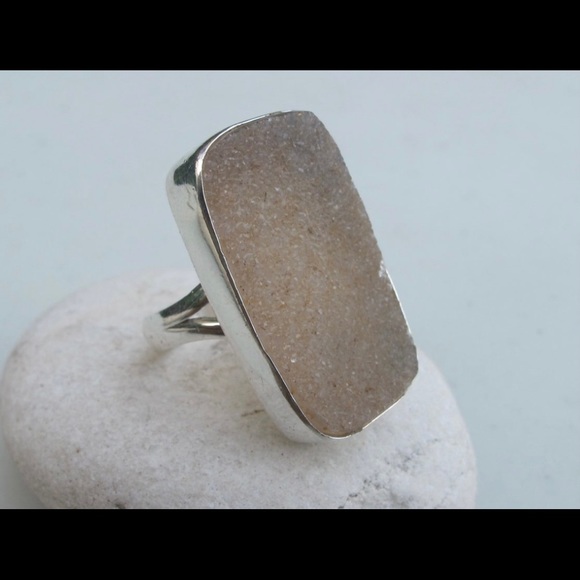 AMAZING HANDMADE SILVER DRUZY AGATE RING - Picture 2 of 5